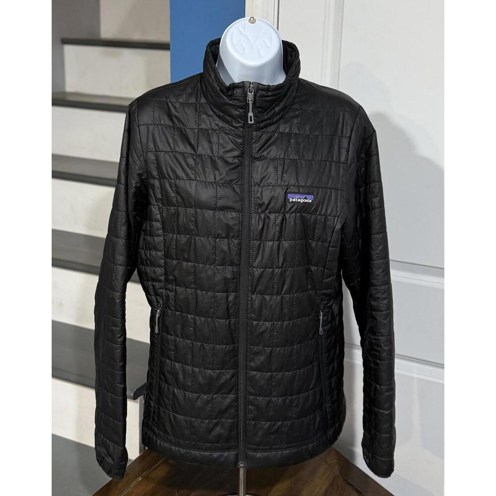 Women’s Size Medium Patagonia Nano Puff Insulated Full Zip Black Jacket Coat!